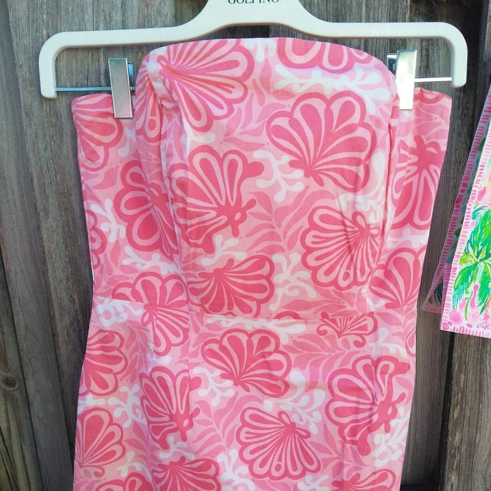 Lilly Pulitzer Sienna strapless dress scallop hem